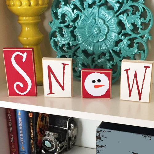 Snow Blocks- Snowman Decor - Christmas Decor - Christmas Decoration - Wood Snowman - Snowman Decoration - Christmas Sign - Snow Sign