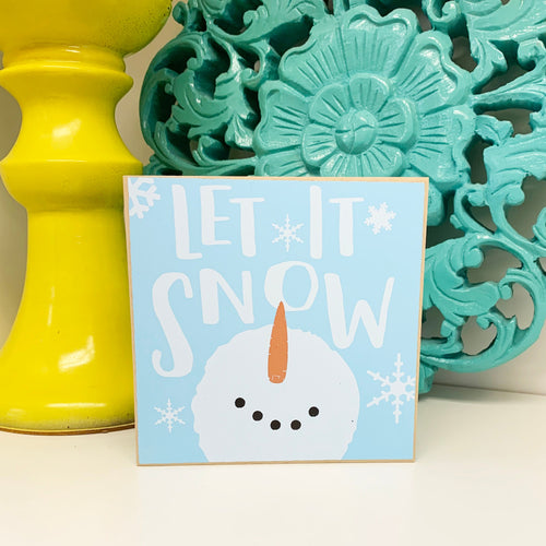 Let it Snow Sign, Tiered Tray Decor, Winter Decorations, Snowman Decor