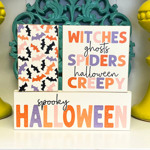 Pastel Halloween Tiered Tray Bundle, Halloween Decor, Halloween Signs