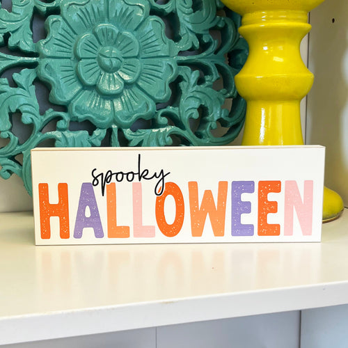 Spooky Halloween Sign, Pastel Halloween, Halloween Tiered Tray Decor, Wood Signs