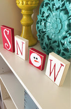 Load image into Gallery viewer, Snow Blocks- Snowman Decor - Christmas Decor - Christmas Decoration - Wood Snowman - Snowman Decoration - Christmas Sign - Snow Sign
