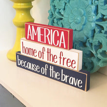 Load image into Gallery viewer, Fourth of July Decor on Shelf
