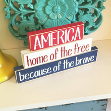 Load image into Gallery viewer, Red white and blue wood sign
