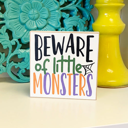 Halloween Tiered Tray Sign, Halloween Decor, Beware of Little Monsters, Halloween Signs