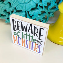 Load image into Gallery viewer, Halloween Tiered Tray Sign, Halloween Decor, Beware of Little Monsters, Halloween Signs
