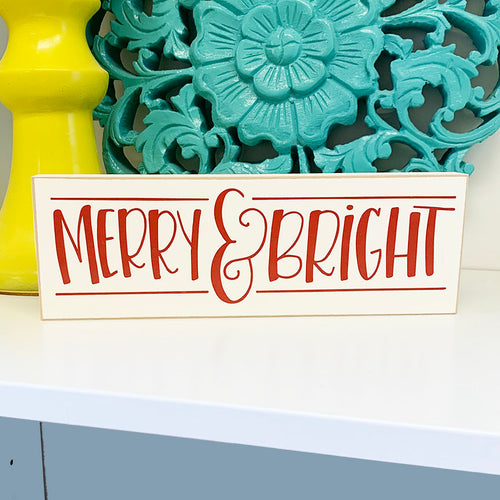 Merry and Bright Sign, Christmas Sign, Tiered Tray Decor